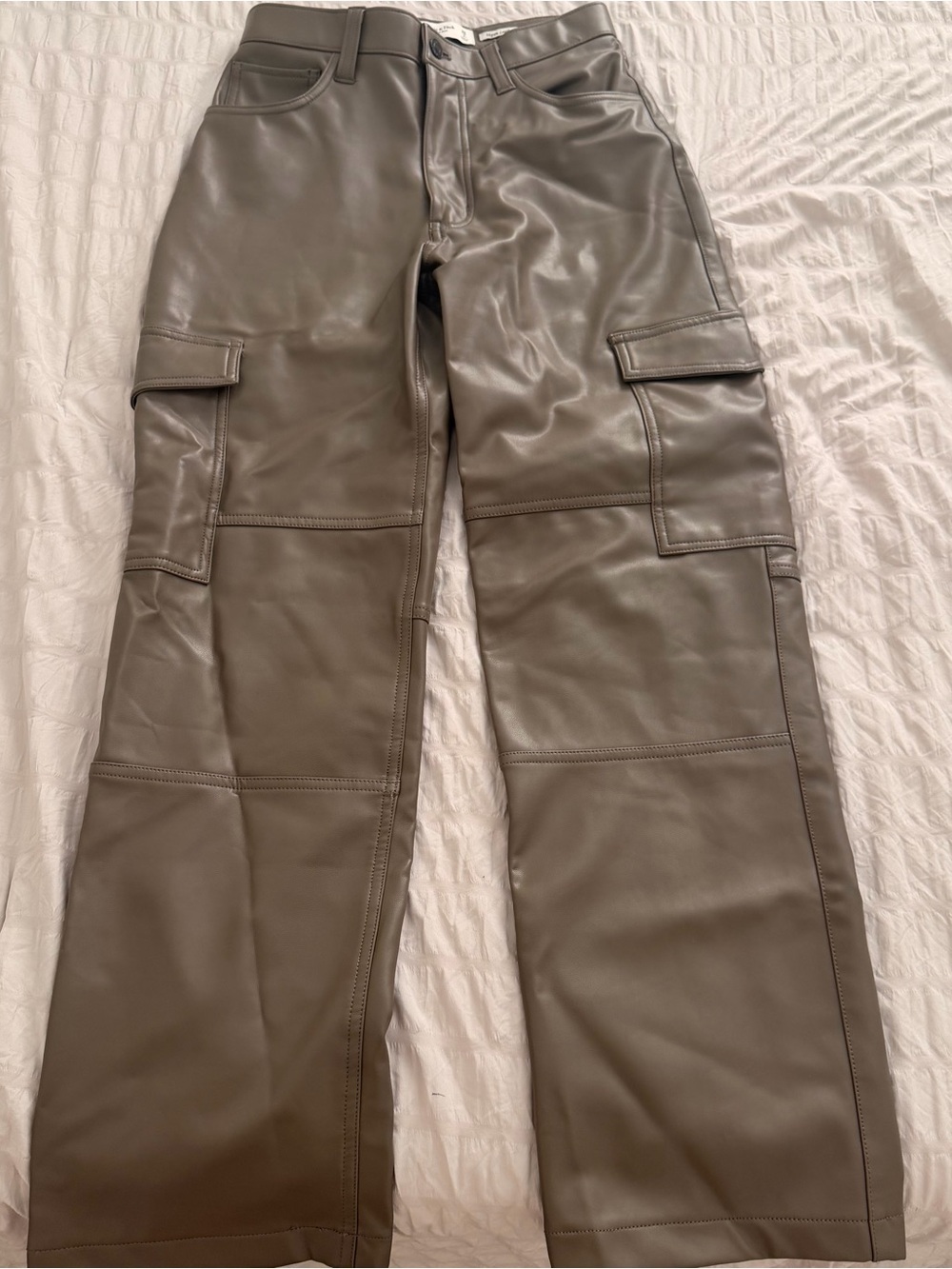Abercrombie & Fitch Olive Faux Leather Cargo Pants